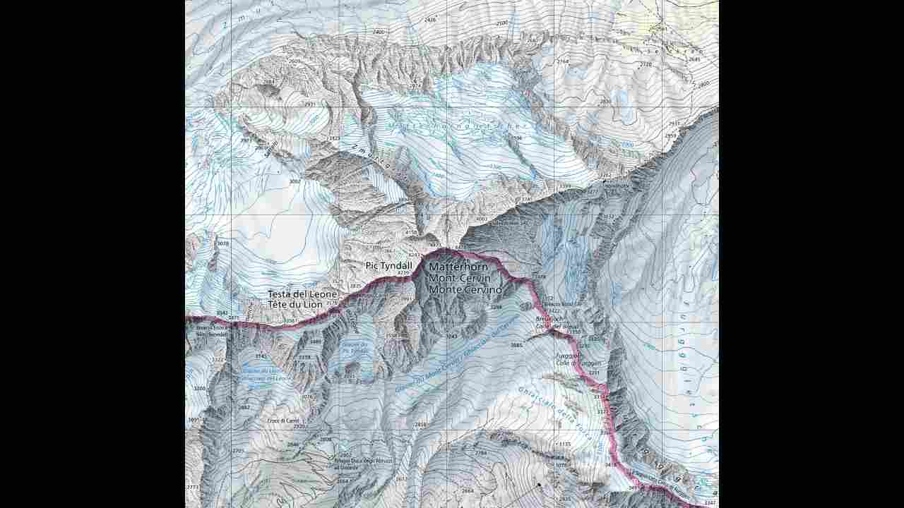Cartina topografica del Monte Cervino