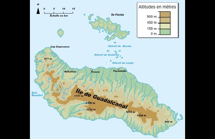 Cartina topografica di Guadalcanal