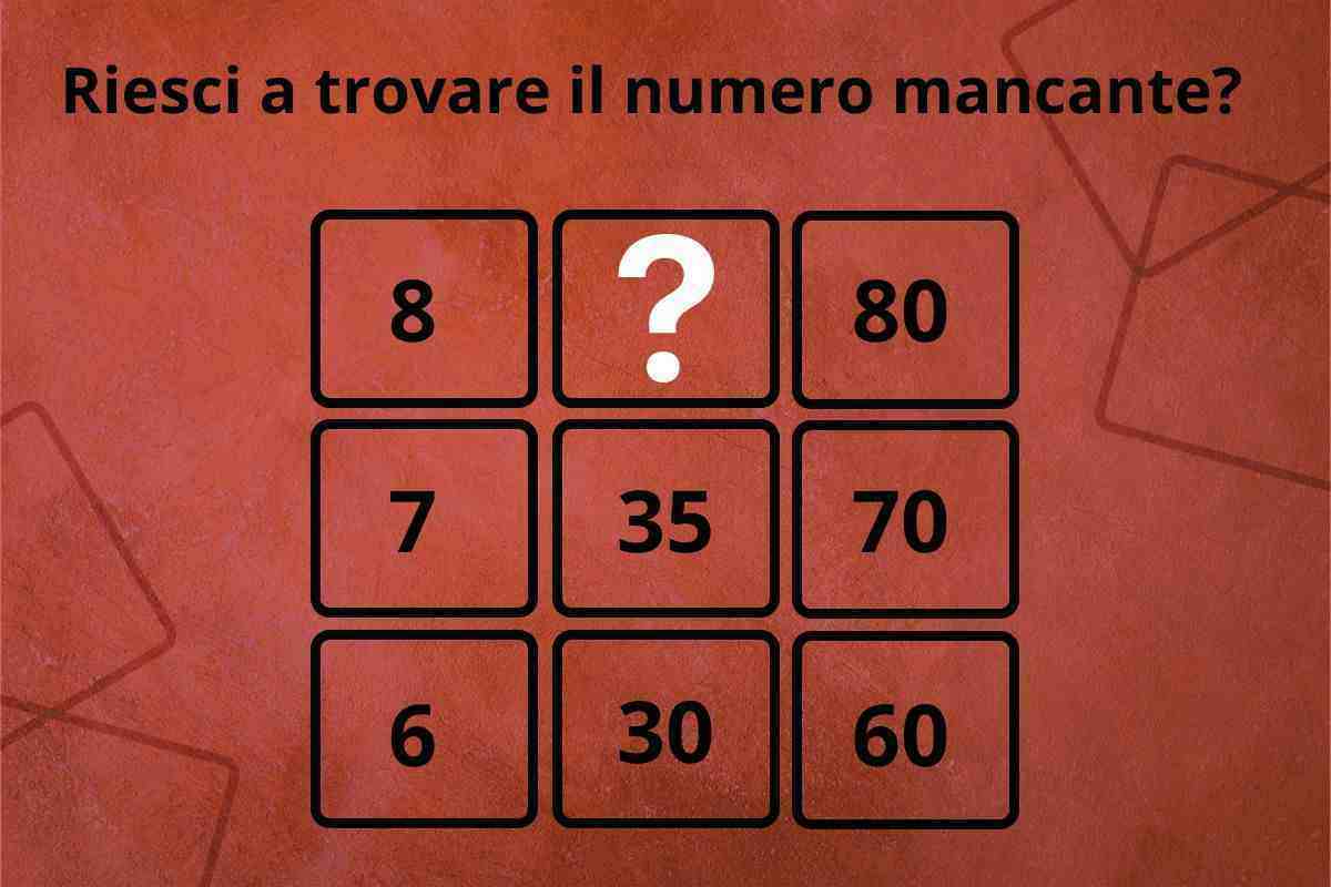 Test matematico numero mancante