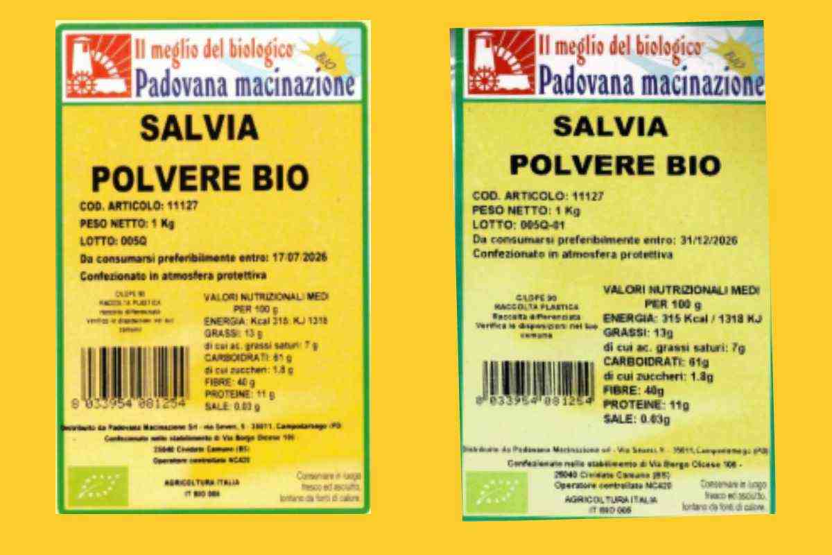 allergene non dichiarato spezia salvia bio